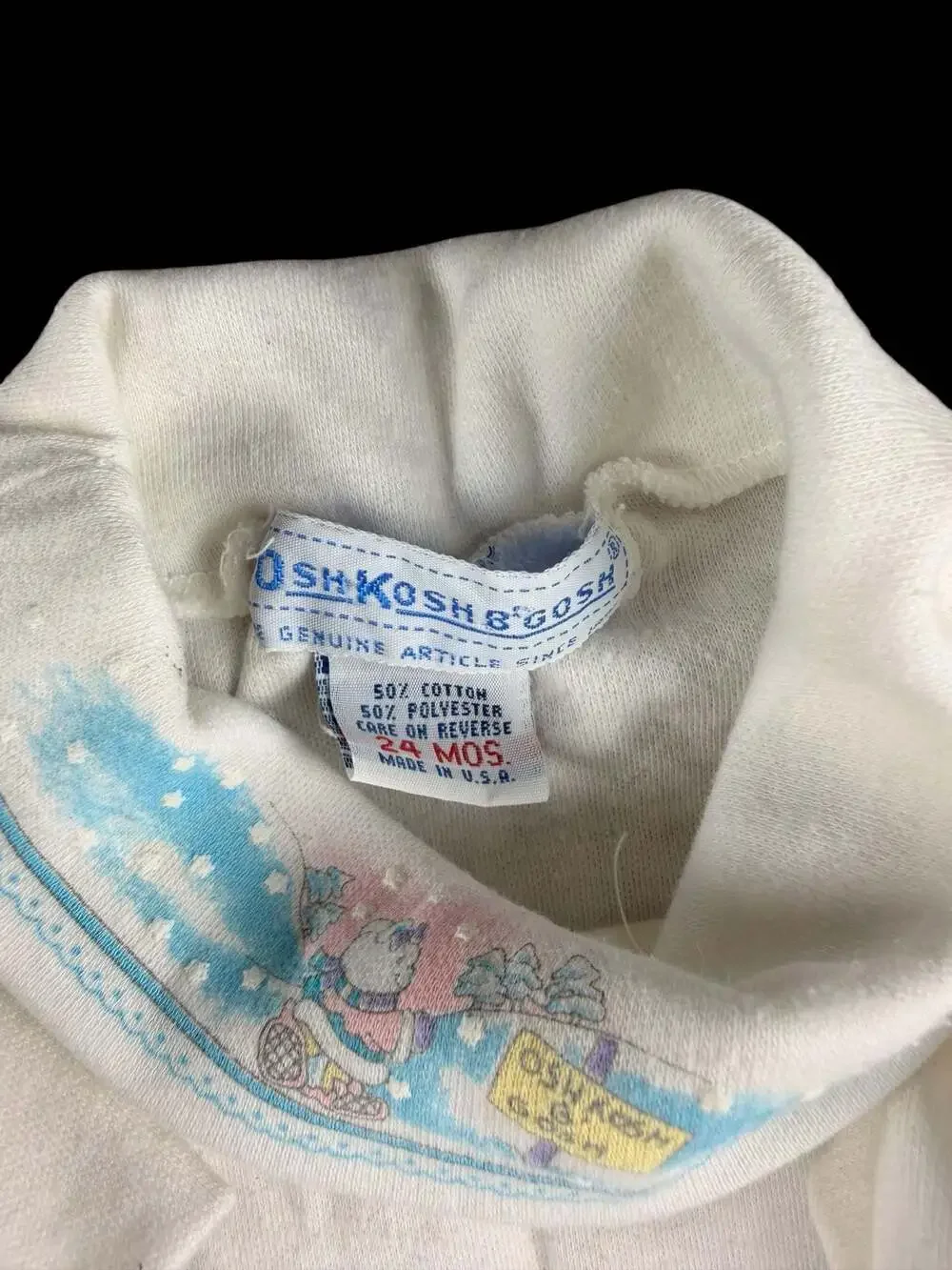 Vintage 90s OshKosh B'Gosh Snow Bunny Winter Graphic Turtleneck Shirt